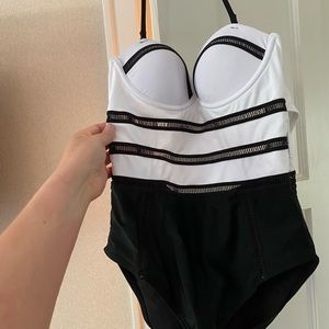 Black and white one piece swimsuit